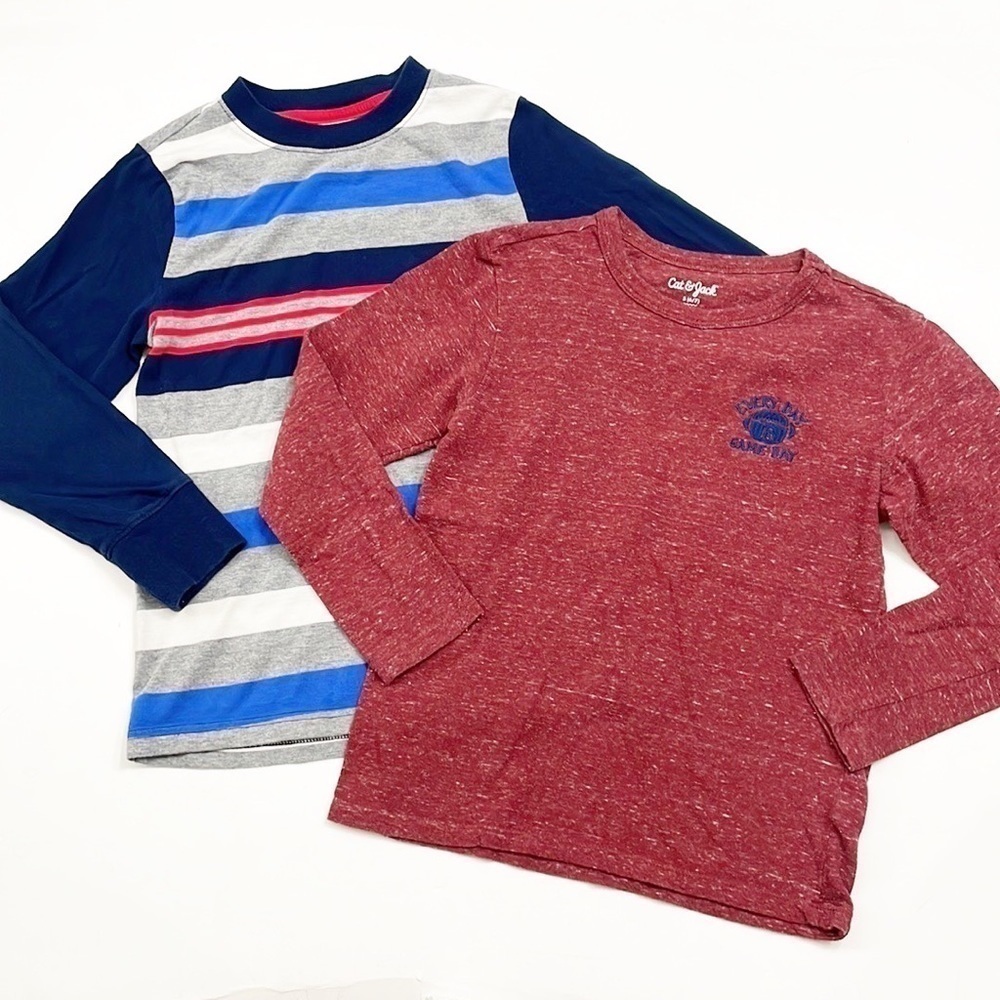 Cat & Jack boys stripes & football long sleeve shirts